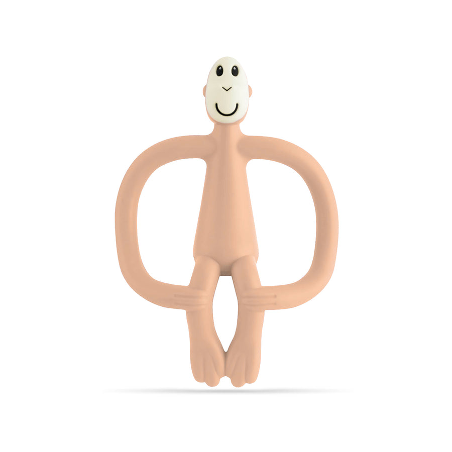 Matchstick Monkey Teething Toy and Gel Applicator - Peach baby teether for sore gums with textured bumps and easy-grip design
