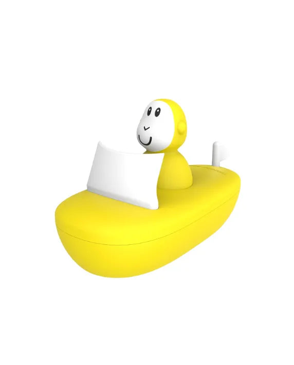 Matchstick Monkey Bath Time Boat Set - Yellow bath toy set with boat and wobbler for babies and toddlers