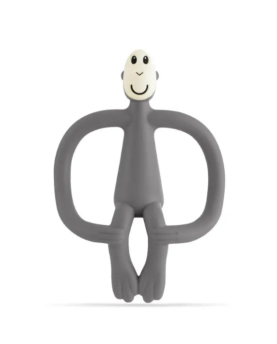 Matchstick Monkey Teething Toy and Gel Applicator - Grey baby teether for sore gums with textured bumps and easy-grip design