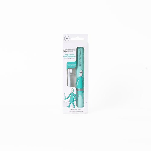 Matchstick Monkey Baby Sonic Toothbrush - Monkey with ultra-soft bristles and protective cap for baby oral care