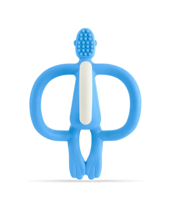 Matchstick Monkey Teething Toy and Gel Applicator - Baby Blue baby teether for sore gums with textured bumps and easy-grip design