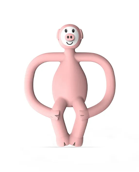 Matchstick Monkey Pig Teether baby teether for sore gums with textured bumps and easy-grip design