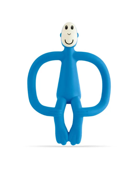 Matchstick Monkey Teething Toy and Gel Applicator - Blue baby teether for sore gums with textured bumps and easy-grip design