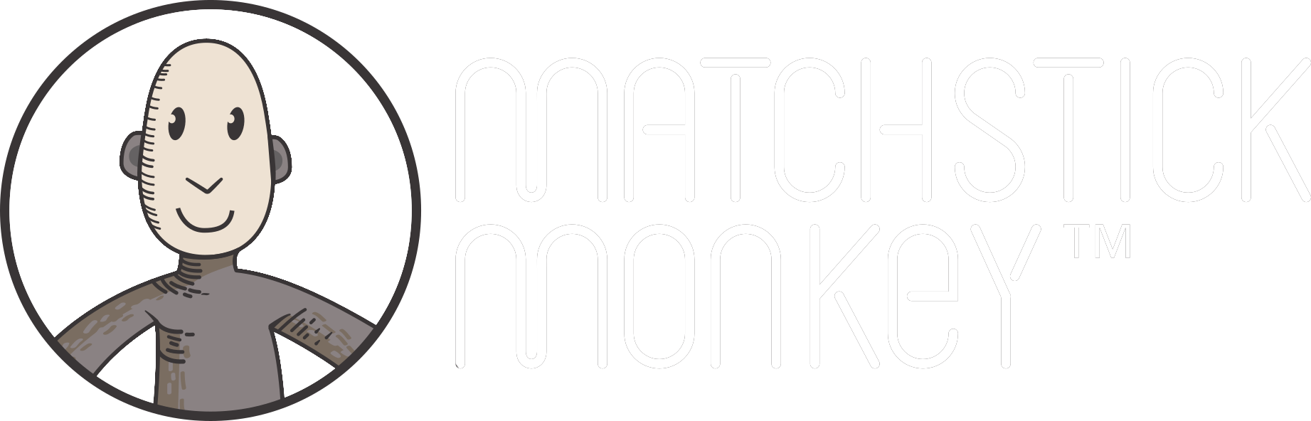 matchstick monkey logo white